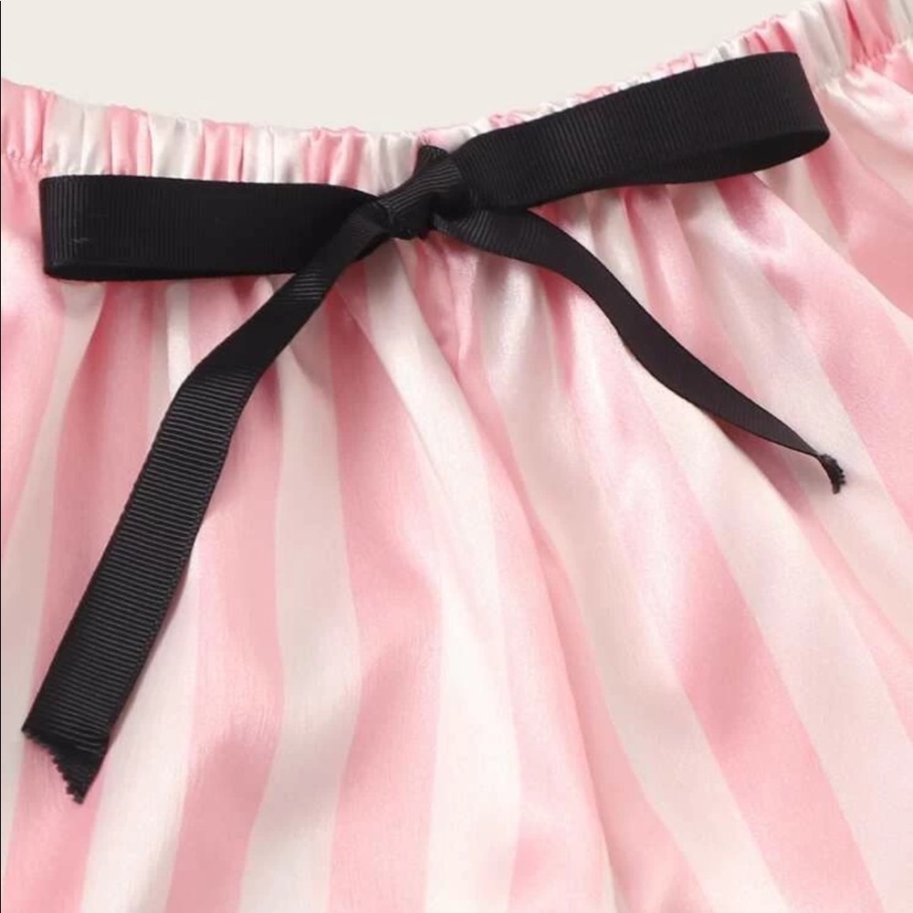 4pcs striped satin pajamas set - Picture 4 of 5